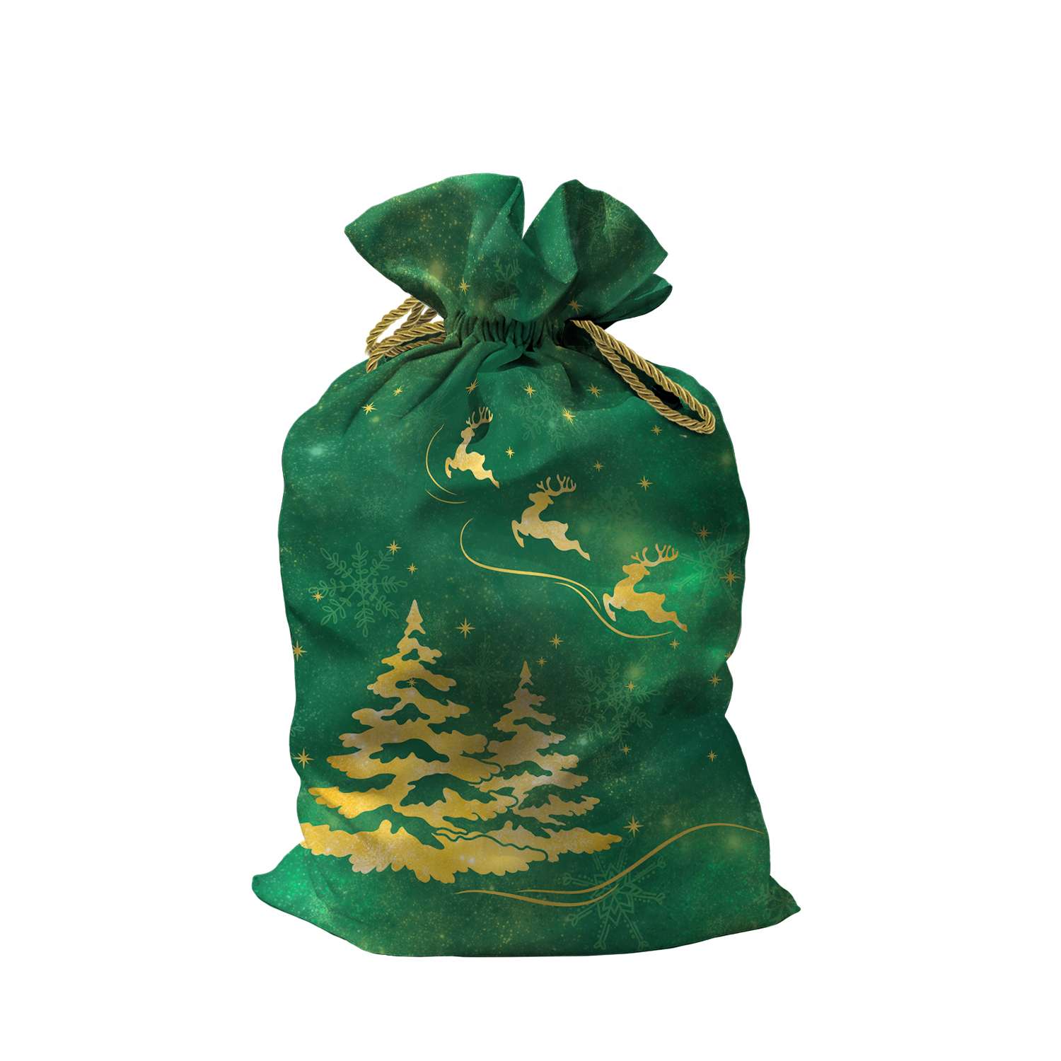 Мешок для подарков sfer.tex Деда Мороза 28х42 см зеленый - фото 1
