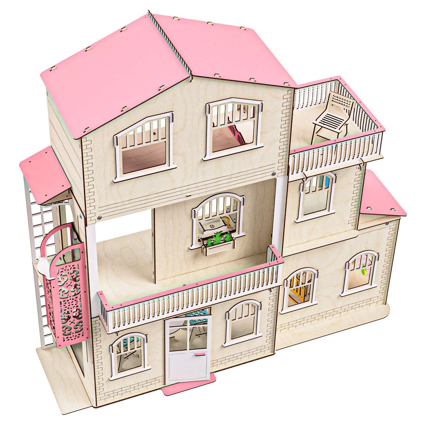 Кукольный домик с мебелью M-WOOD Симфония с лифтом с мебелью 3023_3 - фото 6