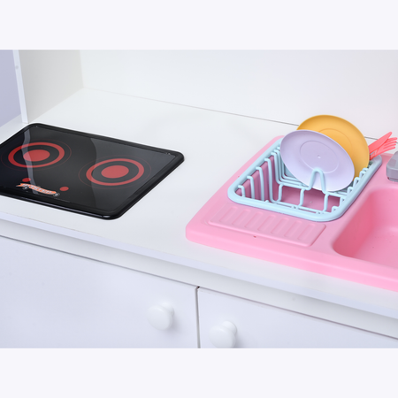 Детская кухня Sitstep рейлинг и интерактивная плита/вода из крана. Белые фасады