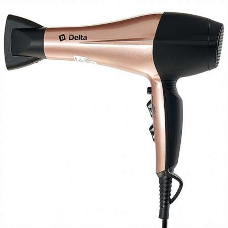 Фен для волос Delta DL-0937 Холодный водух 2000 Вт турмалиновая ионизация черный с бежевым