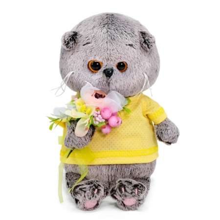 Мягкая игрушка BUDI BASA Кот Басик BABY с букетом из цветов и ягод 20 см BB005