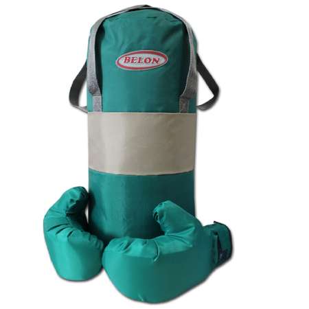 Детский набор для бокса Belon familia груша с перчатками цвет бежевый зеленый