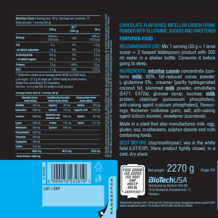 Мицеллярный казеин BiotechUSA Micellar Casein 2270 г. Шоколад