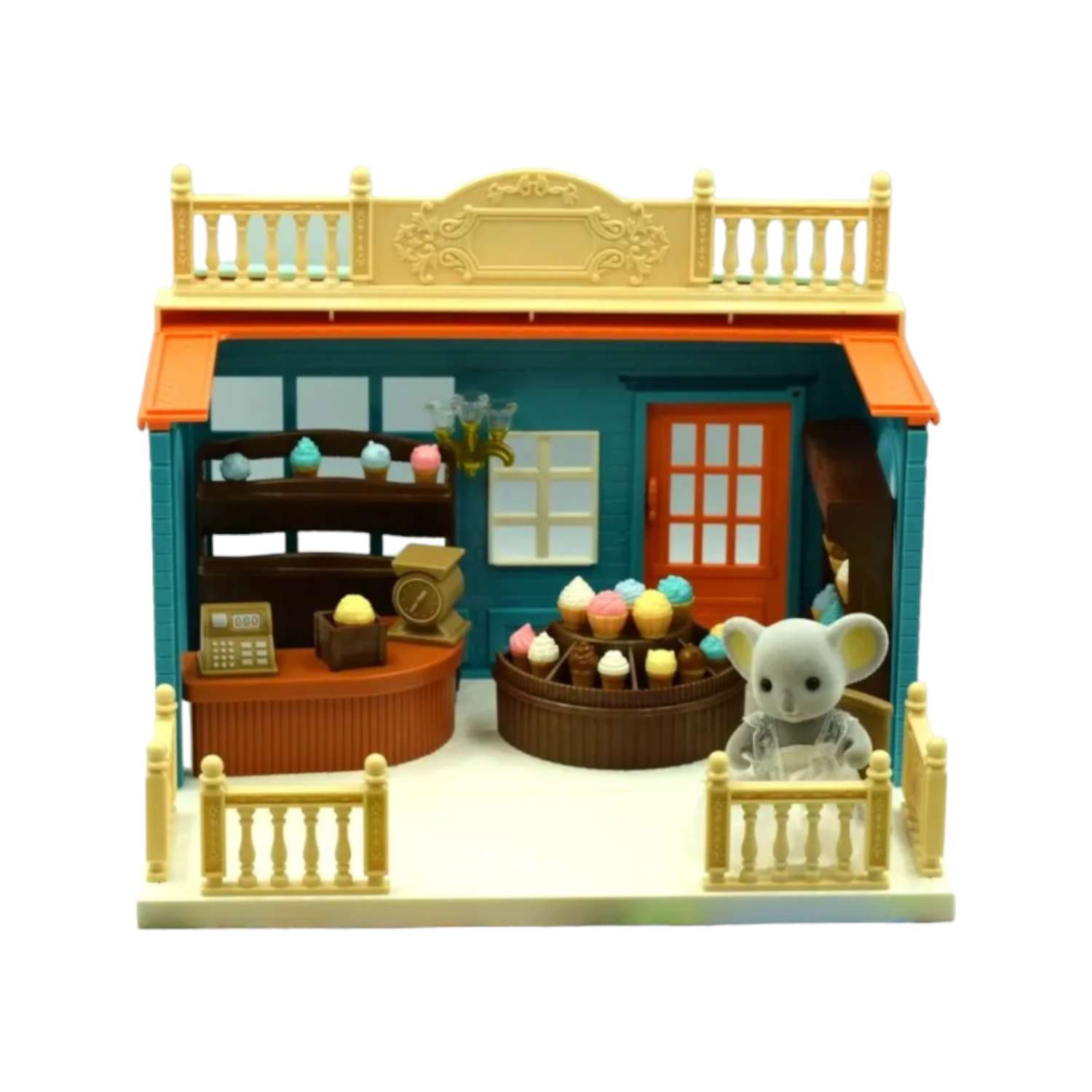 Кукольный домик SHARKTOYS с мебелью и куклой фигуркой животного магазин мороженного 1310000009 - фото 1