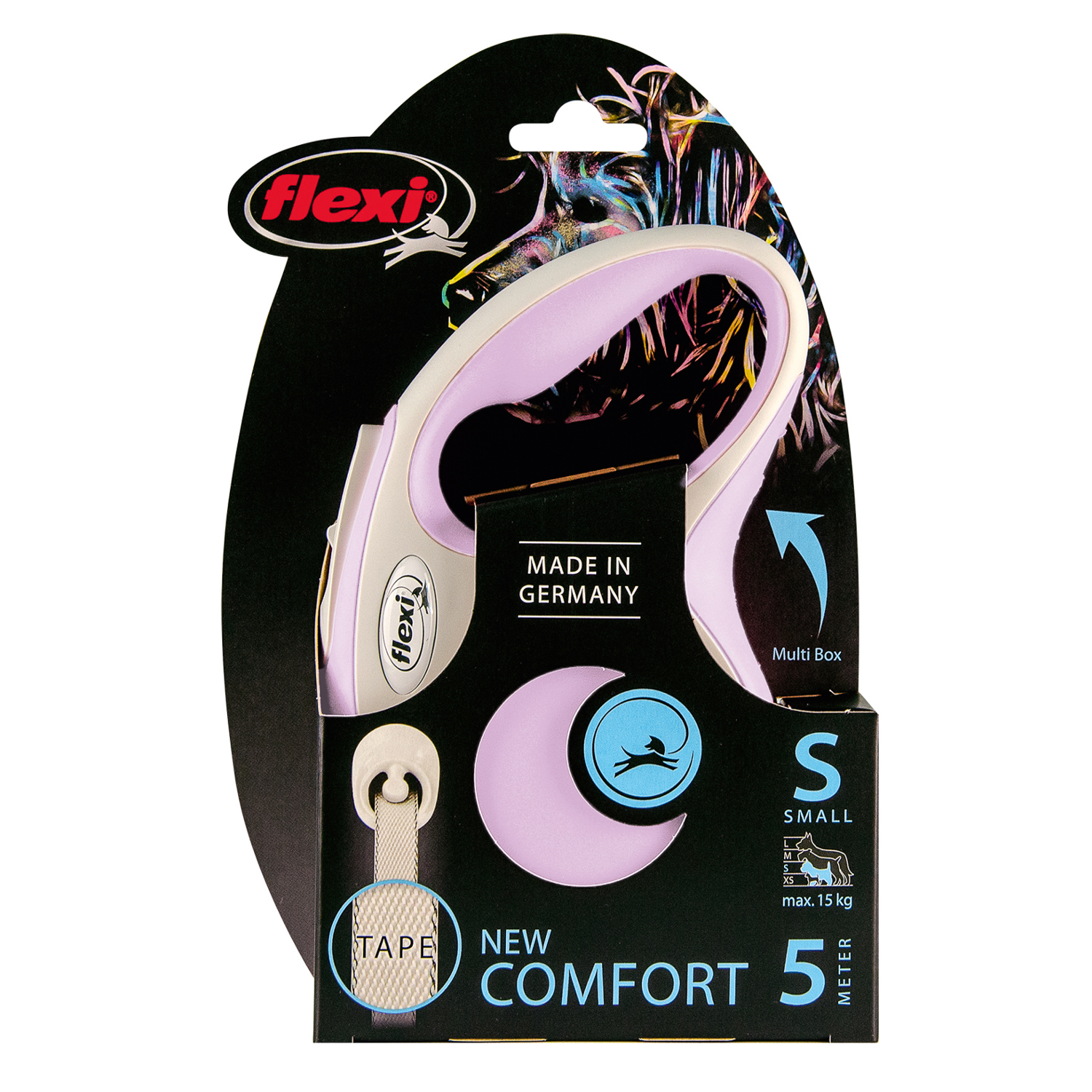 Рулетка для собак Flexi New Line Comfort S лента 5м до 15кг Серый-Розовый - фото 2