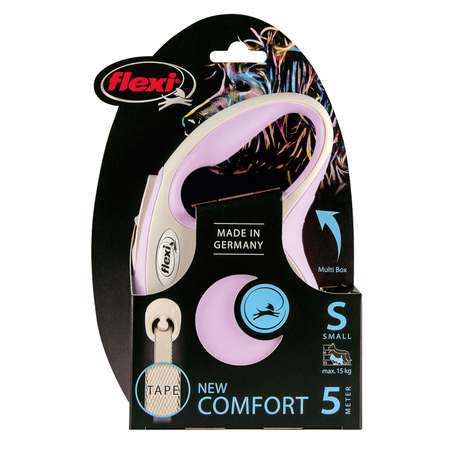 Рулетка для собак Flexi New Line Comfort S лента 5м до 15кг Серый-Розовый