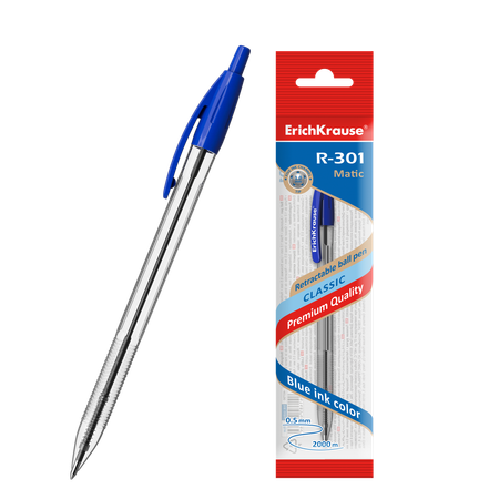 Ручка шариковая автоматическая ErichKrause R-301 Classic Matic 1.0 цвет чернил синий 46756
