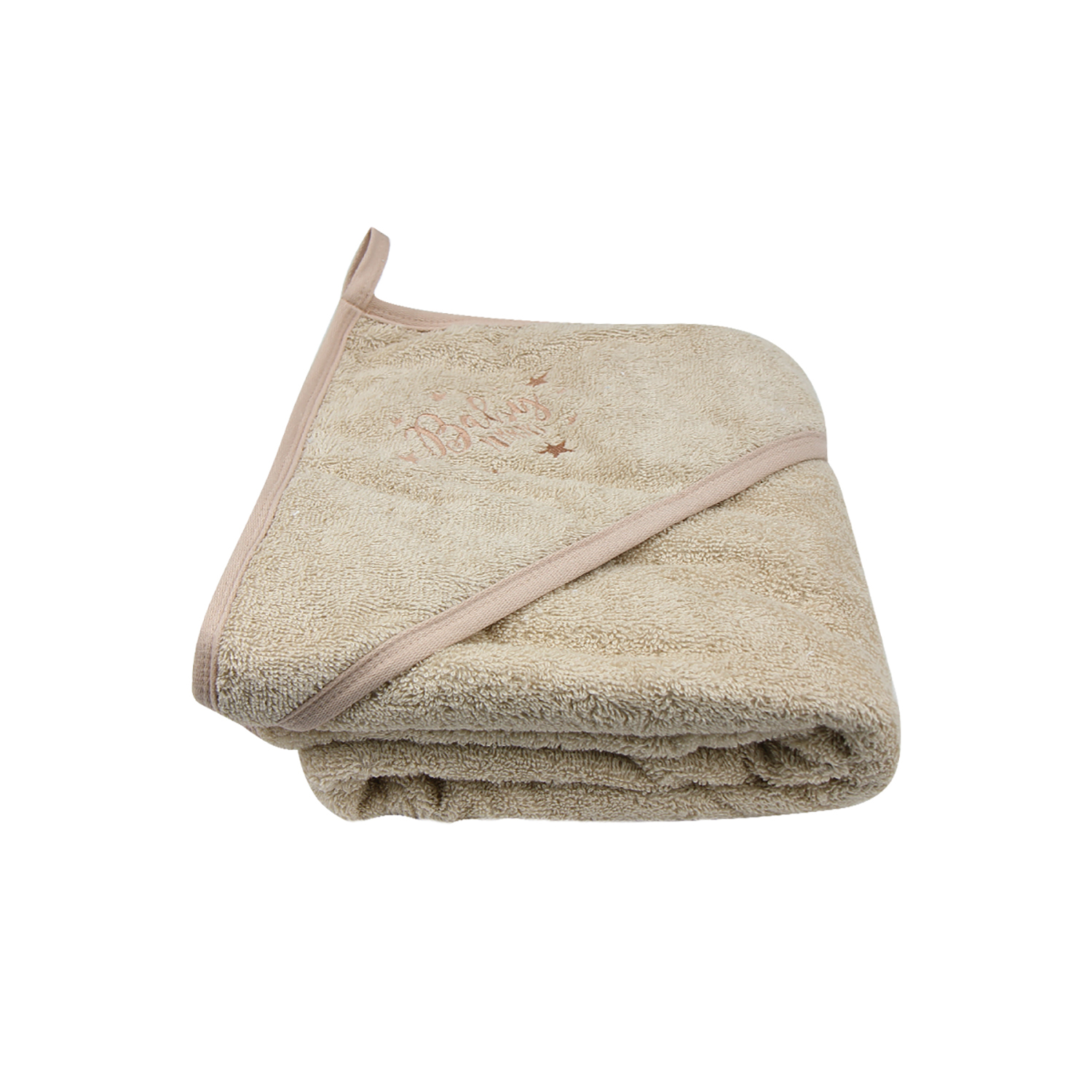 Полотенце с капюшоном YUMMYKI махровое с уголком 110х110 см бежевое собачка - фото 1