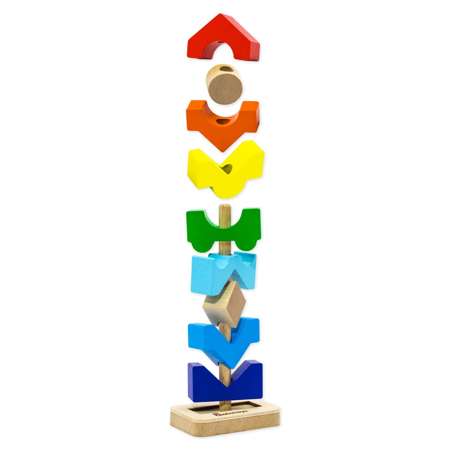 Пирамидка деревянная Башня Alatoys развивающая обучающая Монтессори игрушка для малышей - фото 11