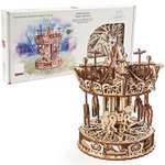 Сборная деревянная модель UGEARS Карусель 3D-пазл механический конструктор