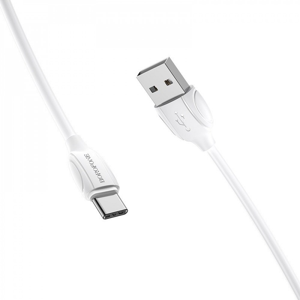 Кабель Borofone USB- Type-C /3A/ белый / 1м - фото 1