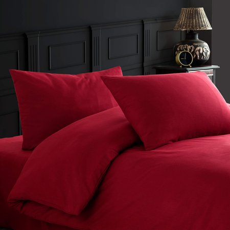 Комплект постельного белья ATLASPLUS размер Евро ранфорс хлопок цвет красный
