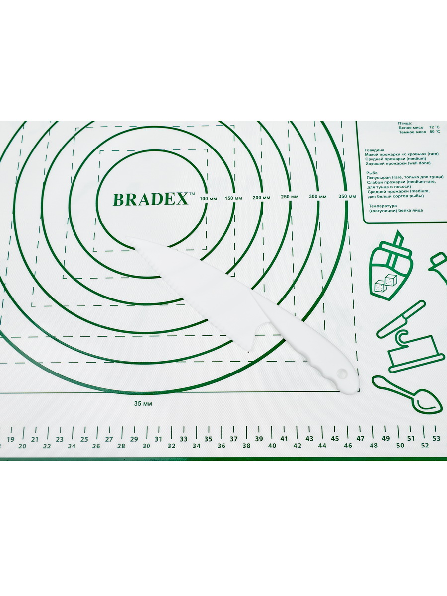 Коврик силиконовый для выпечки BRADEX и раскатки теста 66х44 см с ножом - фото 3