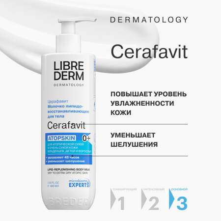 Молочко Librederm Cerafavit для сухой и очень сухой кожи с церамидами и пребиотиком 400 мл