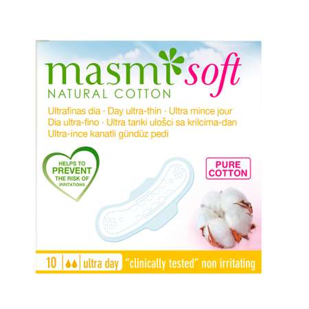 Прокладки Masmi ультратонкие дневные Soft из натурального хлопка 10шт