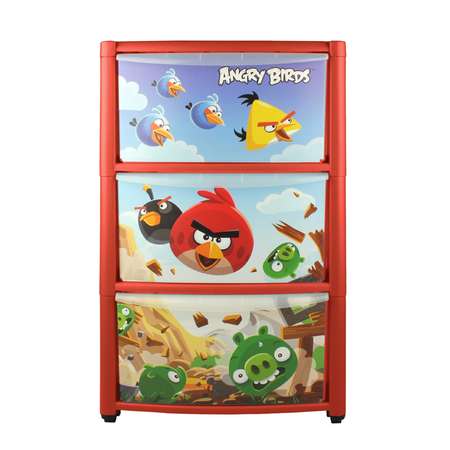 Комод Пластишка на колесах с аппликацией Angry Birds (3 ящика) в ассортименте