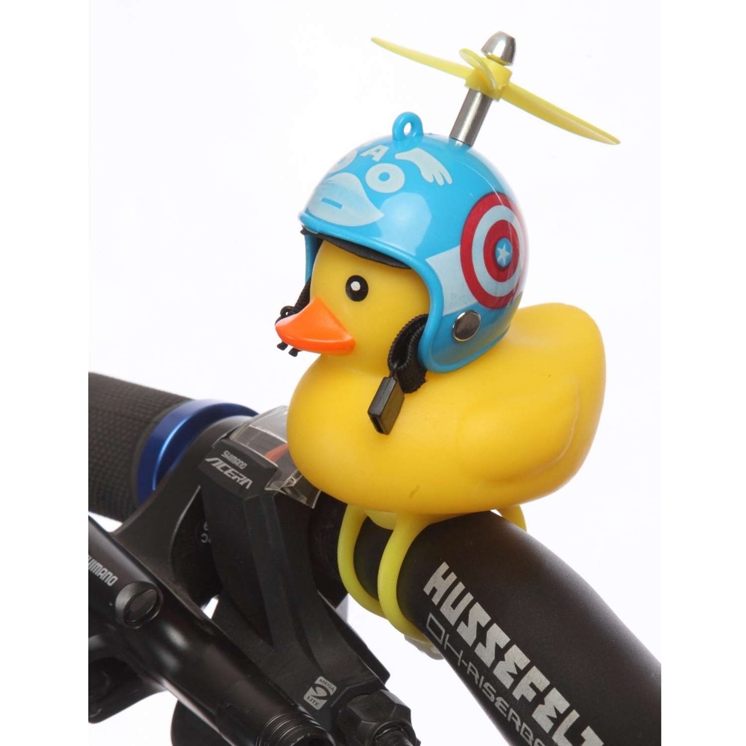 Велосипедный звонок Mobylos Утка в шлеме с пропеллером Капитан Америка - фото 3