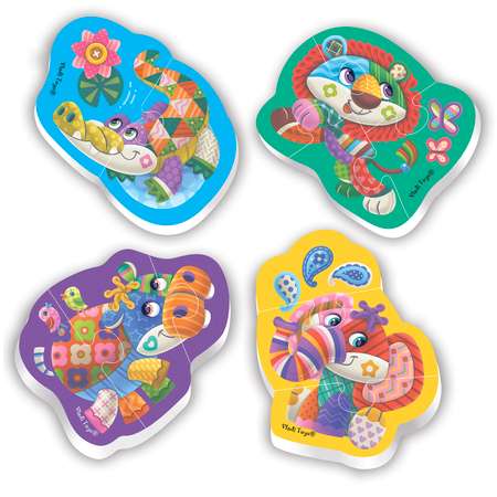 Пазлы Vladi Toys мягкие Baby Puzzle Чудо зоопарк 4 картинки 12 элементов