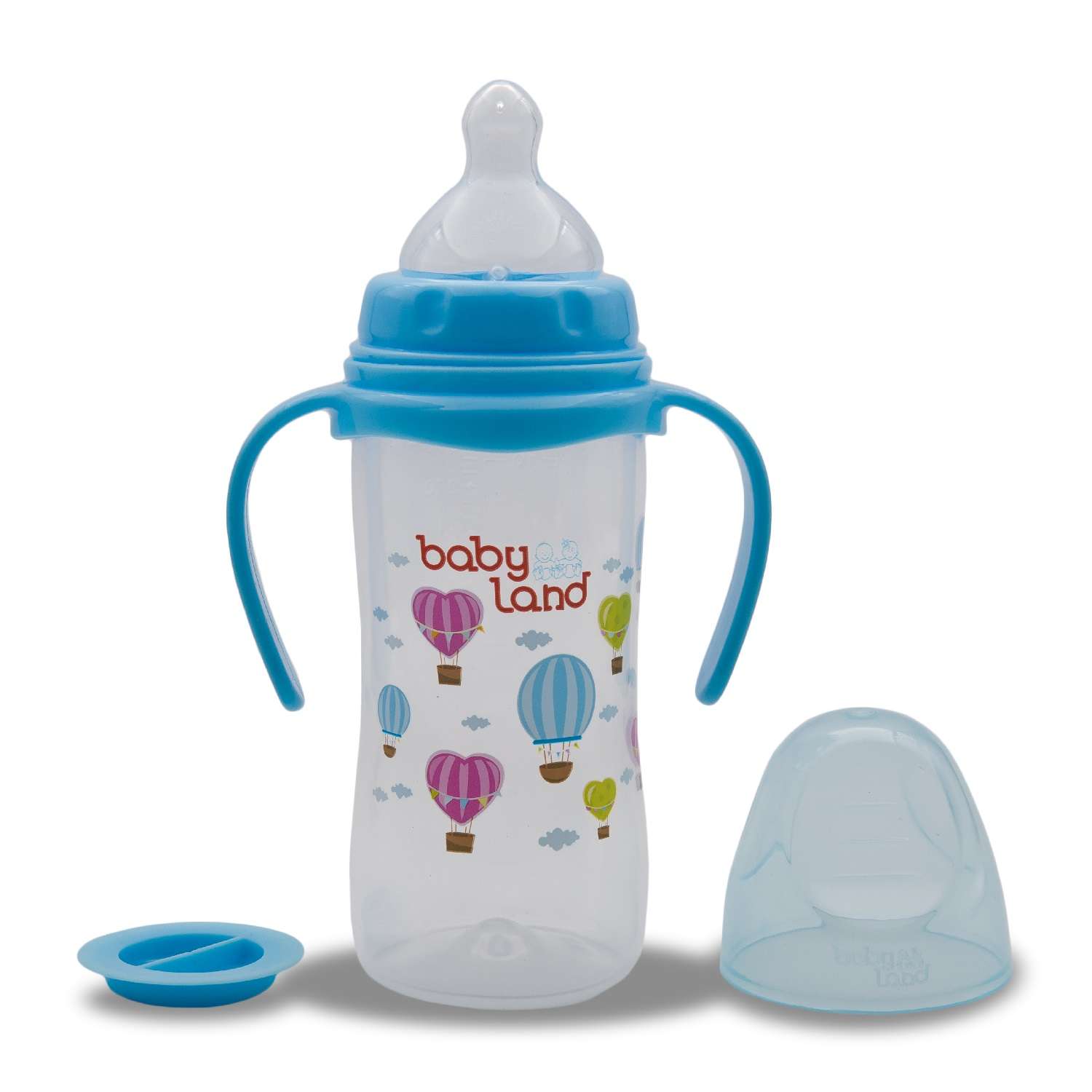 Бутылочка Baby Land с ручками 300мл с силиконовой анатомической соской Air System голубой - фото 1