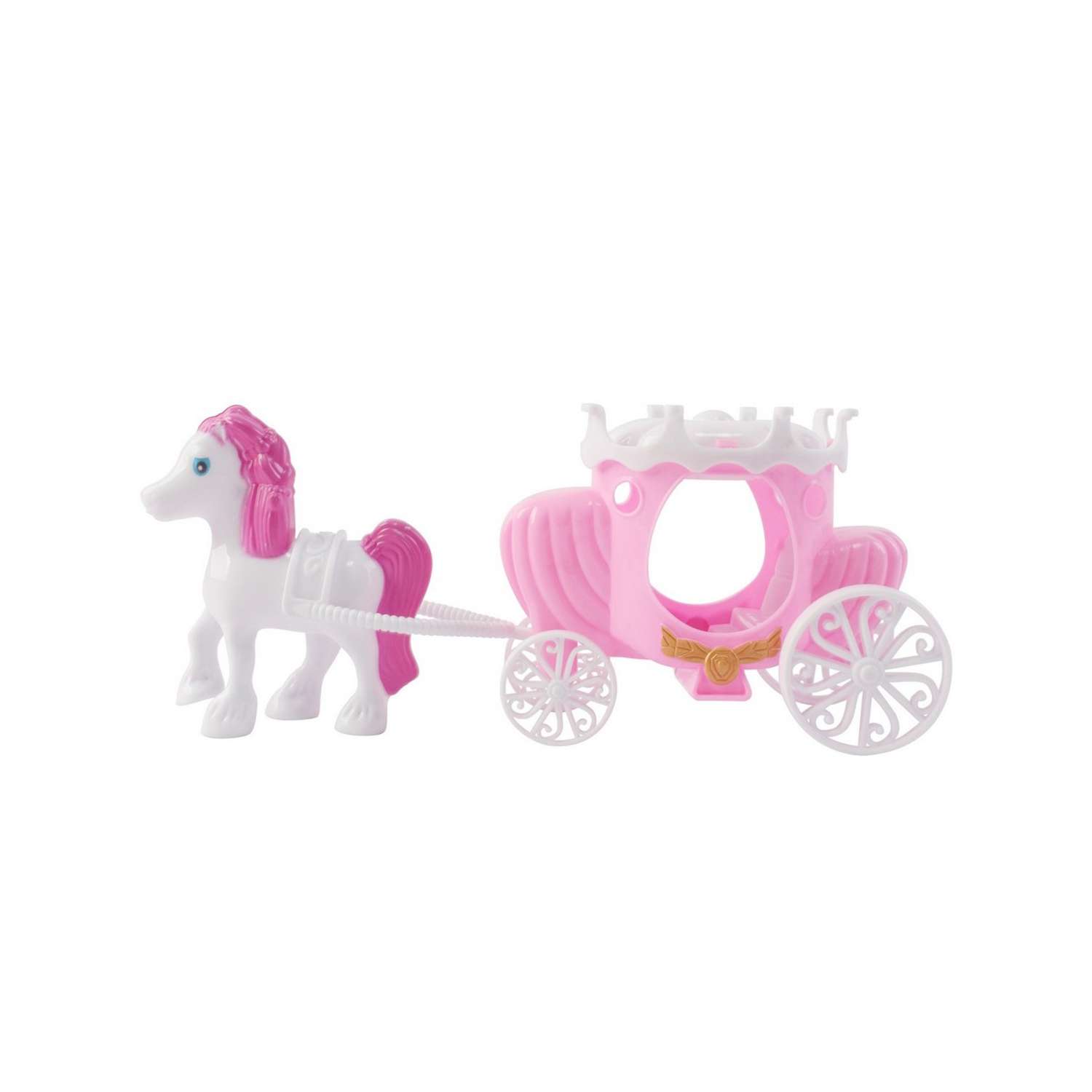 Замок принцессы DollyToy 33х5х26 см кукла 9 см карета лошадь мебель розовый DOL0803-102 - фото 2
