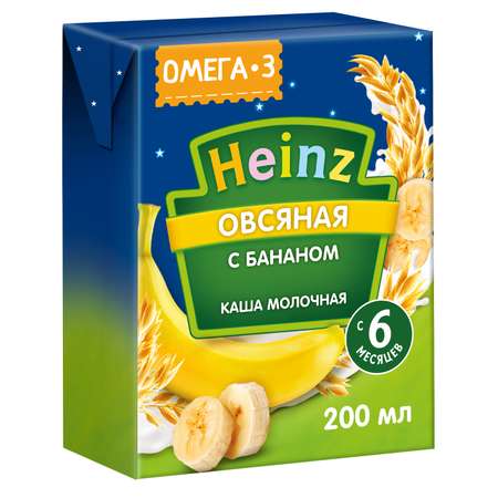 Кашка молочная Heinz с Омега 3 овсяная с бананом 200мл с 6месяцев