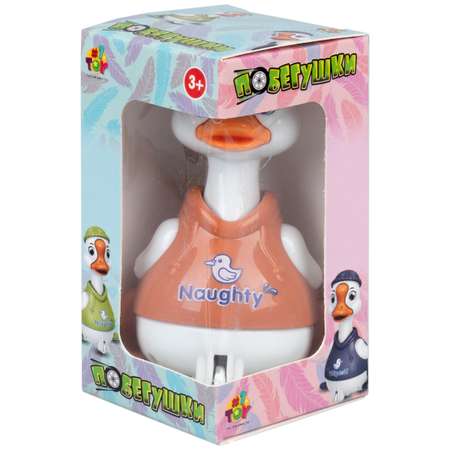 Заводная игрушка для малышей 1TOY Побегушки Гусь инерционная покатушка оранжевый