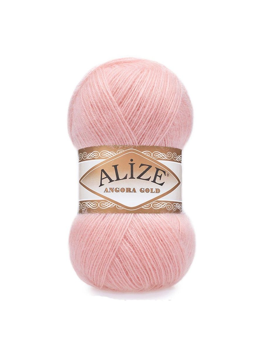 Пряжа Alize мягкая теплая для шарфов кардиганов Angora Gold 100 гр 550 м 5 мотков 363 светло-розовый - фото 6