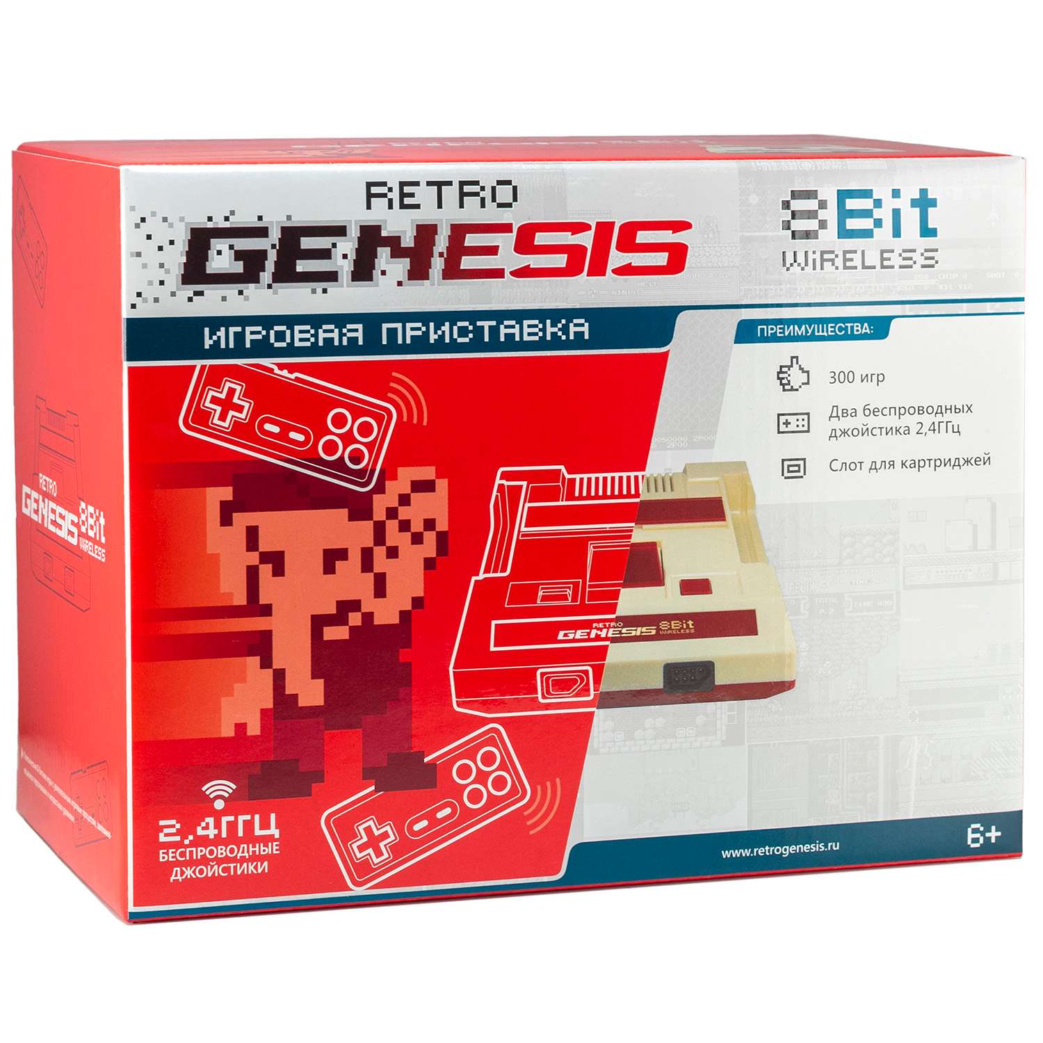 Игровая приставка для детей Retro Genesis 8 Bit Wireless + 300 игр / AV кабель / 2 беспроводных джойстика - фото 1