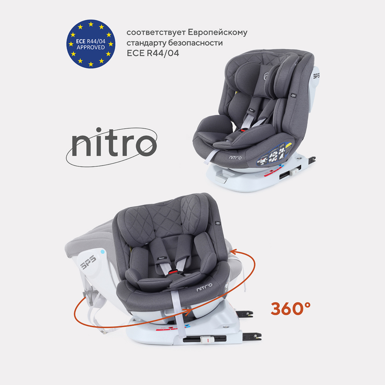 Автокресло Rant Nitro Isofix UB619 0-36кг Grey - фото 1