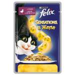 Корм влажный для кошек Felix Sensations 85г с уткой в желе со шпинатом пауч
