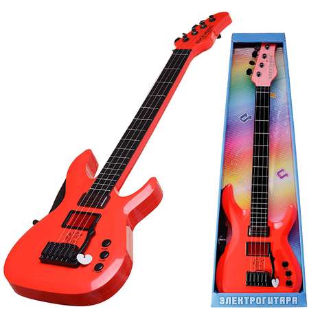 Детская гитара ABTOYS электрическая красная со звуковыми и световыми эффектами