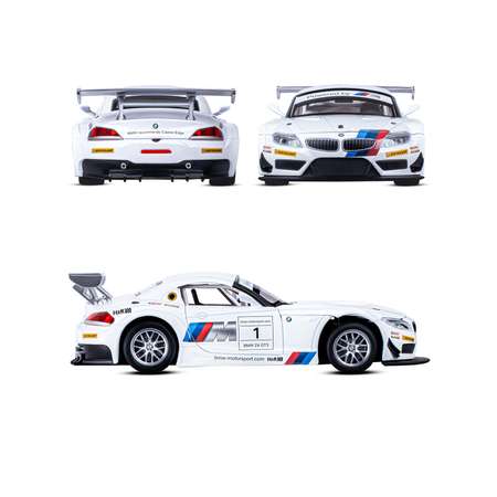 Машинка металлическая АВТОпанорама игрушка детская BMW Z4 GT3 1:24 белый