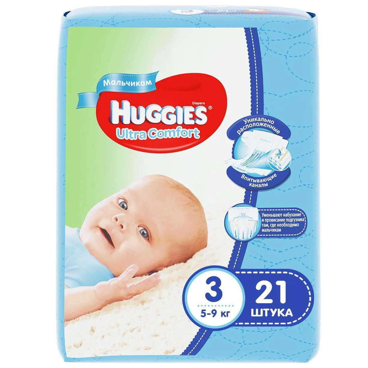 Подгузники для мальчиков Huggies Ultra Comfort 3 5-9кг 21шт - фото 15