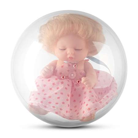 Кукла-младенец DollyToy с расчёской 11.5 см в шаре розовый