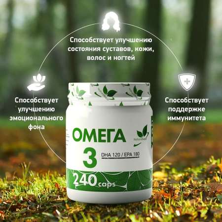 Омега 3 ДГК 260 ЭПК 400 Жирные кислоты NaturalSupp Сокращение сердечной мышцы, поддержка эластичности суставов 240 капсул