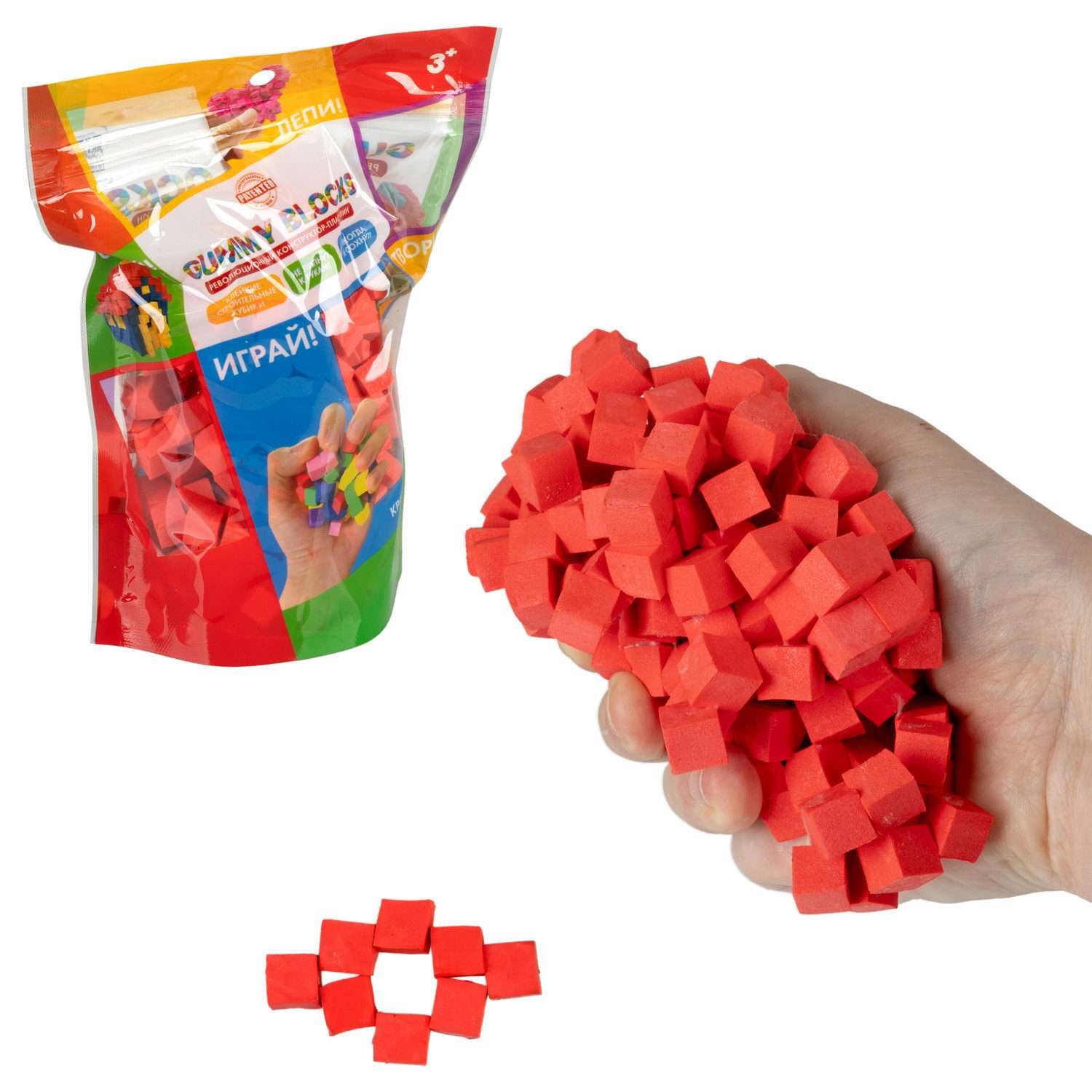 Конструктор пластилин 1TOY Gummy blocks антистресс красный - фото 3