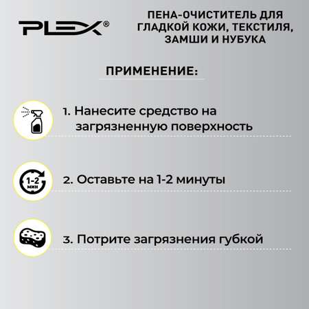 Пена-очиститель Plex для гладкой кожи текстиля замши и нубука 150 мл