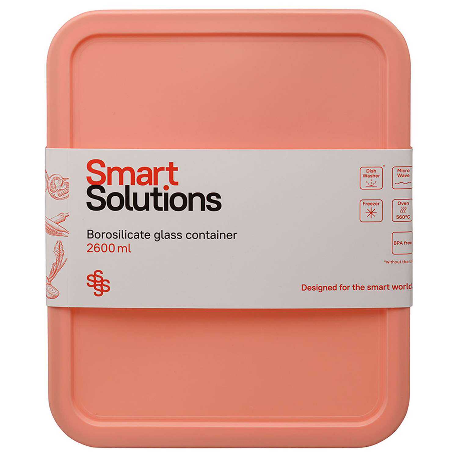 Контейнер для еды Smart Solutions стеклянный 2600 мл розовый - фото 4