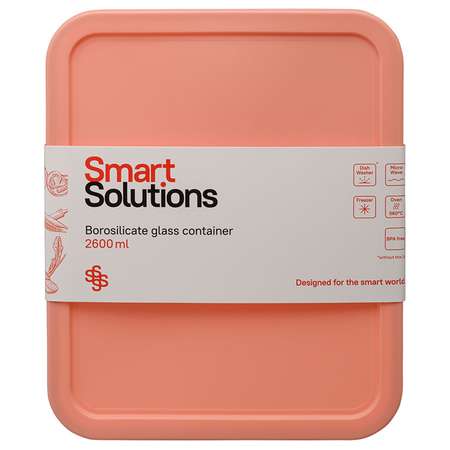 Контейнер для еды Smart Solutions стеклянный 2600 мл розовый
