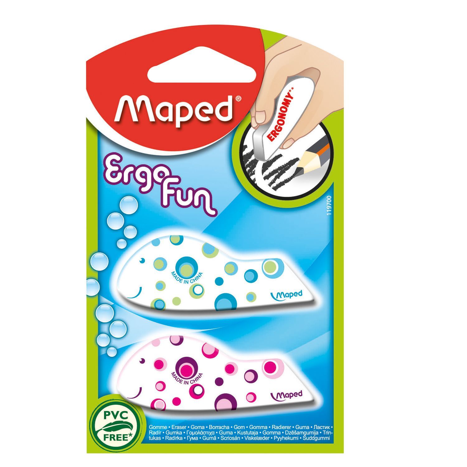 Ластик MAPED Еrgo fun fancy 2 шт. в блистере в ассортименте - фото 4