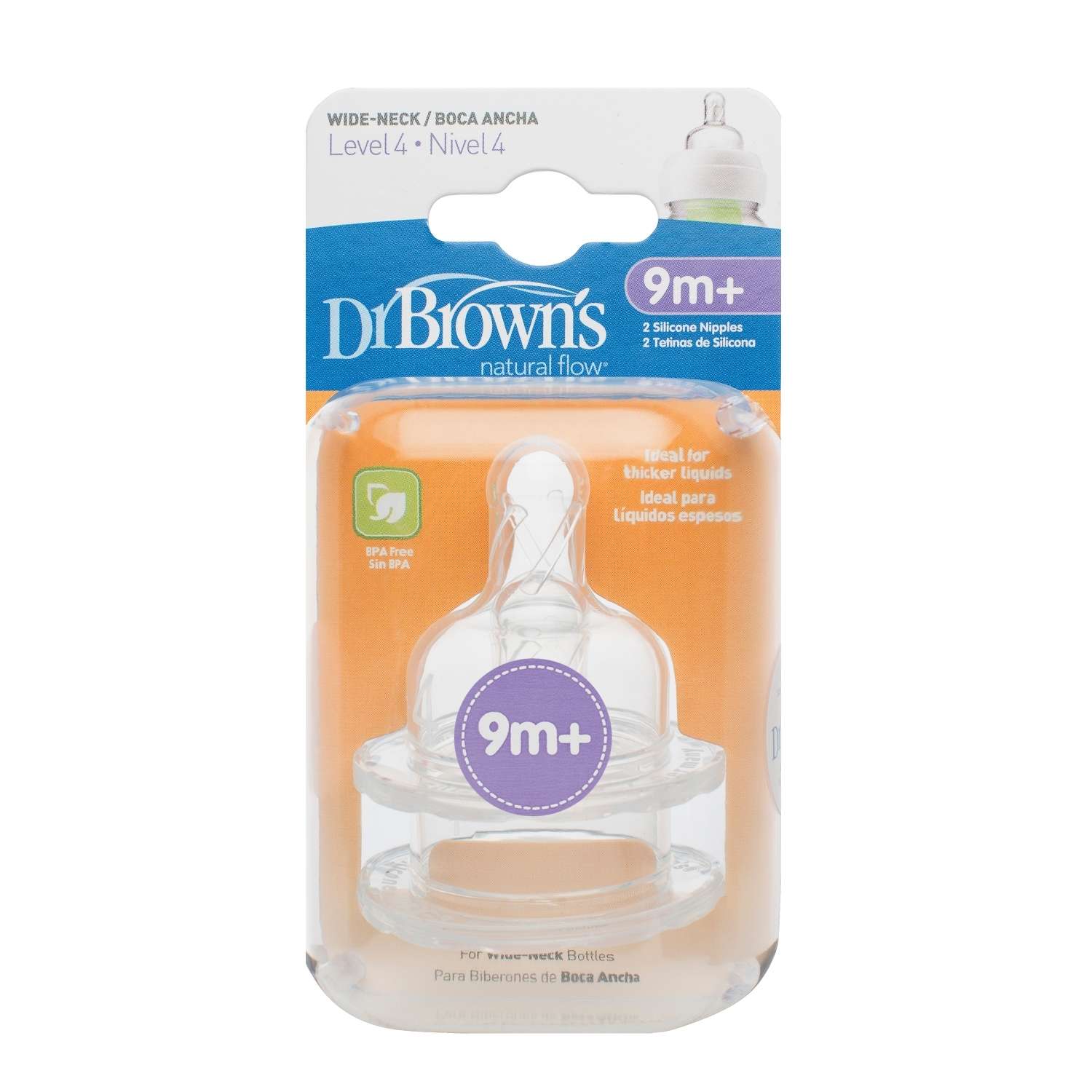Набор силиконовых сосок Dr Brown's для бутылочек с широким горлышком (от 1 года, 2 шт.) - фото 2