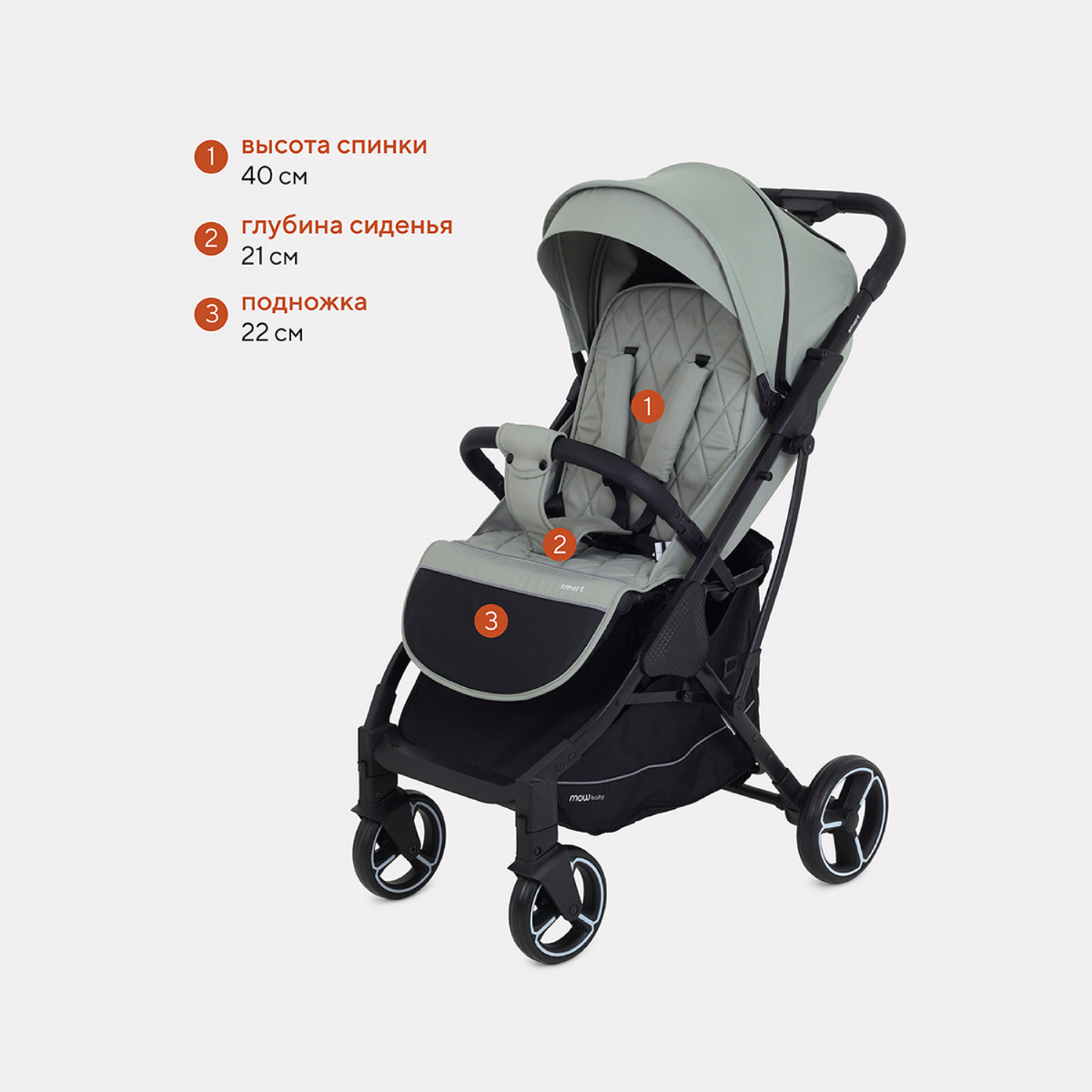 Коляска прогулочная MowBaby Smart MB101 Green 2023 - фото 6