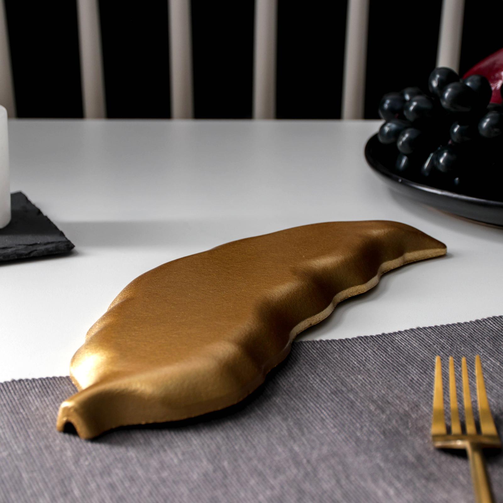 Блюдо сервировочное Доляна для фруктов «Золотой лист» 27×10 см цвет золотой - фото 3