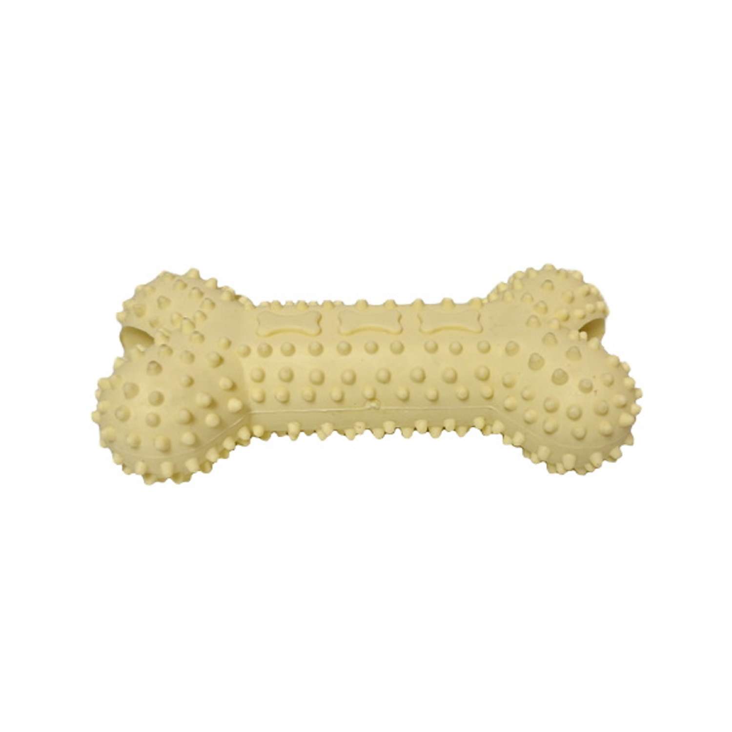Игрушка для собак Homepet Dental Косточка с отверстиями для лакомств 14.5см Светло-желтая - фото 1