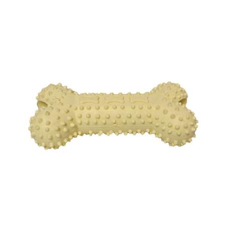 Игрушка для собак Homepet Dental Косточка с отверстиями для лакомств 14.5см Светло-желтая