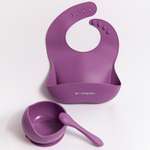 Набор для кормления Morning Sun силиконовый нагрудник тарелка и ложечка детская фиолетовый
