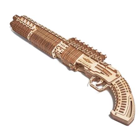 Cборная модель Wood Trick Механический Дробовик SG-12 Shotgun стреляющий деревянными пулями