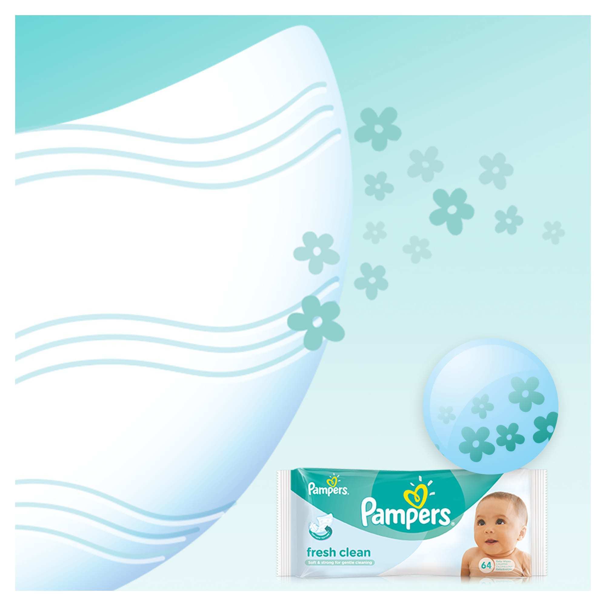 Салфетки Pampers Baby Fresh Clean, влажные сменный блок 64 шт в ассортименте - фото 8