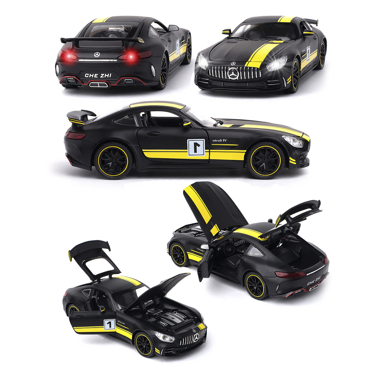 Машинка игрушка железная 1:24 Che Zhi Mercedes GTR CZ30-black - фото 5