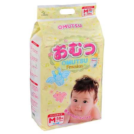 Подгузники-трусики детские OMUTSU M от 6 до 10 кг 58 шт